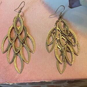 Elegant Gold Leaf Dangle Earrings